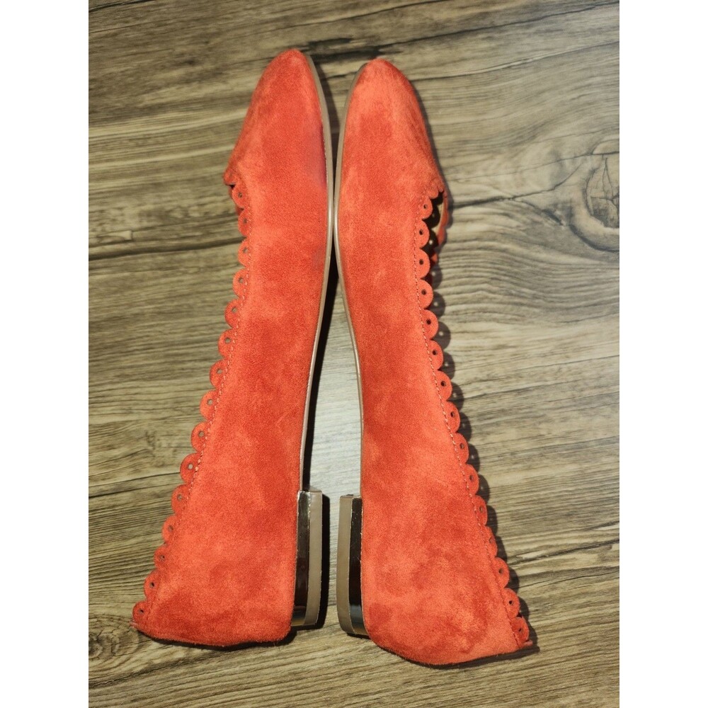 Talbots Women's Slip-on Penelope Scallop Flats leather Suede Orange, Sz 6.5 Med - Picture 4 of 15